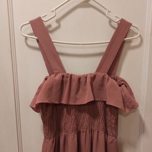 Derek Heart Smocked Maxi Dress ZS medium Pink Boho Peasant Strapless Pullover - Picture 10 of 14